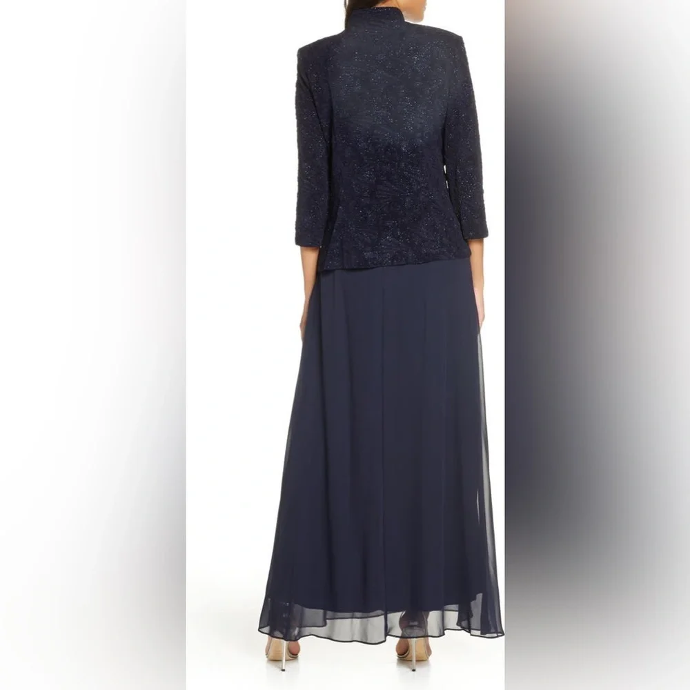 Alex Evening Sequin Mock Two-Piece Gown with Jacket. Size 8 - Picture 2 of 9